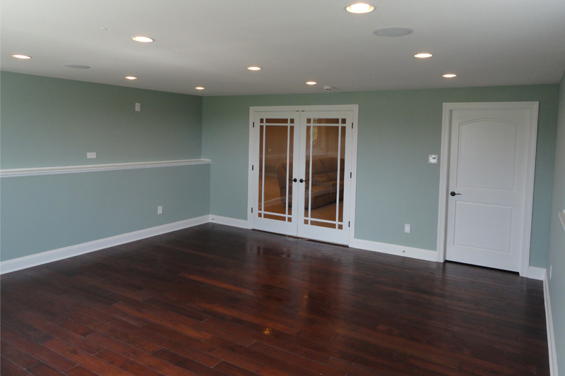 Basement remodel with French doors